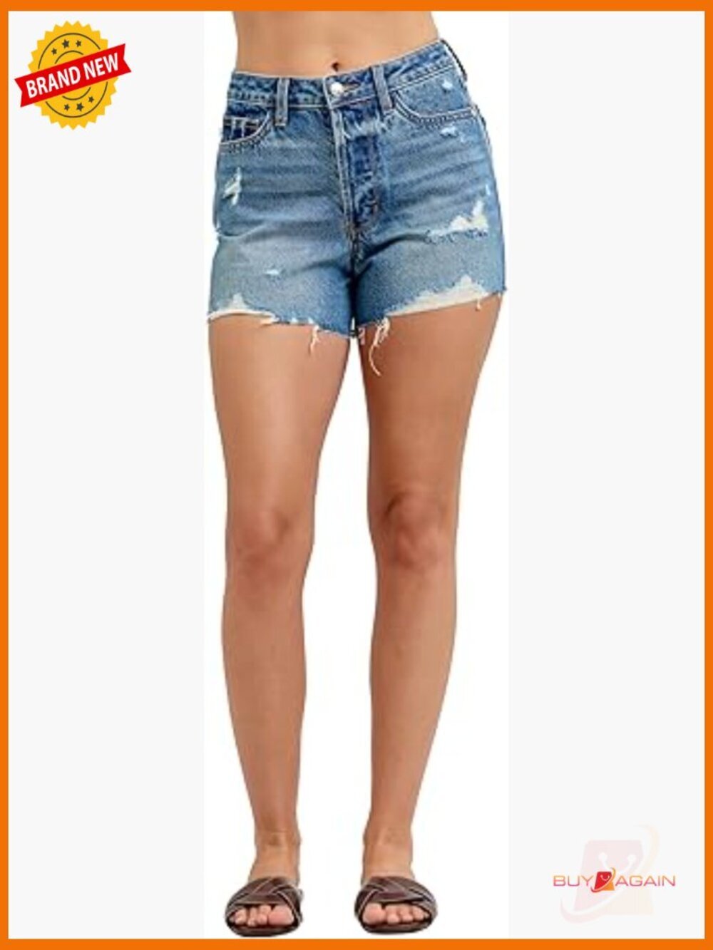 High Rise Magic Cut Off Jean Shorts Fitted Medium Stretch Zip Fly